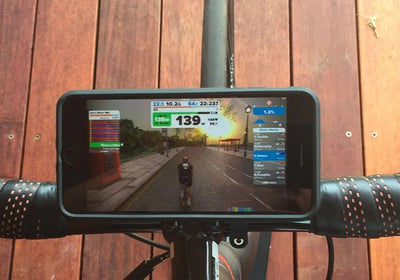 Image: Indoor Cycle training using Zwift iOS and Quad Lock